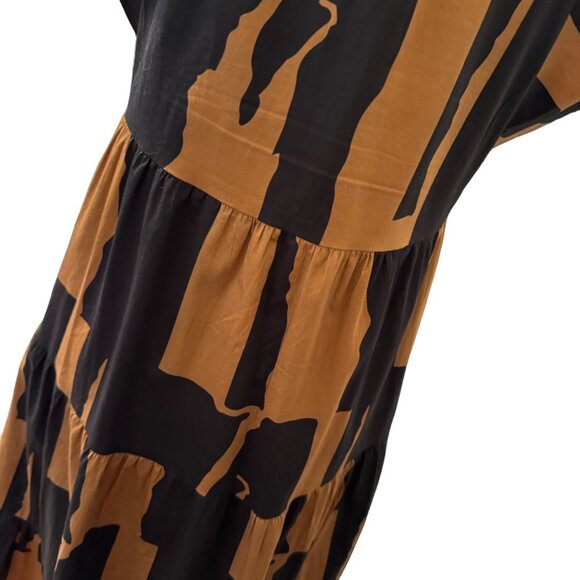Crosby Watts Cotswold  Abstract Print Midi Dress With High Collar Size XS - Picture 7 of 11